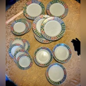 15 pc set Majesticware by Sakura, Monterey pattern designed by Sue Zipkin, 1997